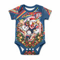 Personalized Sydney Roosters Rugby Christmas Baby Onesie Holiday Mascot Graphic Art Festive Lights Bow