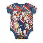Personalized Sydney Roosters Rugby Christmas Baby Onesie Holiday Mascot Graphic Art Festive Lights Bow