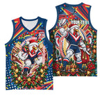 Personalized Sydney Roosters Rugby Christmas Basketball Jersey Holiday Mascot Graphic Art Festive Lights Bow