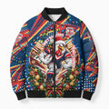 Personalized Sydney Roosters Rugby Christmas Bomber Puffer Jacket Holiday Mascot Graphic Art Festive Lights Bow