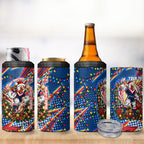 Personalized Sydney Roosters Rugby Christmas 4 in 1 Can Cooler Tumbler Holiday Mascot Graphic Art Festive Lights Bow