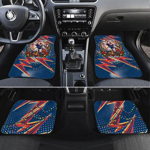 Personalized Sydney Roosters Rugby Christmas Car Mats Holiday Mascot Graphic Art Festive Lights Bow