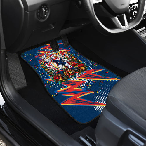 Personalized Sydney Roosters Rugby Christmas Car Mats Holiday Mascot Graphic Art Festive Lights Bow