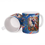 Personalized Sydney Roosters Rugby Christmas Ceramic Mug Holiday Mascot Graphic Art Festive Lights Bow