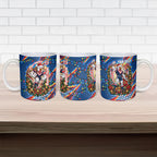 Personalized Sydney Roosters Rugby Christmas Ceramic Mug Holiday Mascot Graphic Art Festive Lights Bow