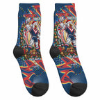 Personalized Sydney Roosters Rugby Christmas Crew Socks Holiday Mascot Graphic Art Festive Lights Bow