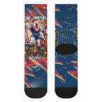Personalized Sydney Roosters Rugby Christmas Crew Socks Holiday Mascot Graphic Art Festive Lights Bow
