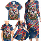 Personalized Sydney Roosters Rugby Christmas Family Matching Long Sleeve Bodycon Dress and Hawaiian Shirt Holiday Mascot Graphic Art Festive Lights Bow