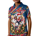 Personalized Sydney Roosters Rugby Christmas Kid Polo Shirt Holiday Mascot Graphic Art Festive Lights Bow