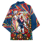 Personalized Sydney Roosters Rugby Christmas Kimono Holiday Mascot Graphic Art Festive Lights Bow