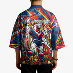 Personalized Sydney Roosters Rugby Christmas Kimono Holiday Mascot Graphic Art Festive Lights Bow