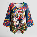 Personalized Sydney Roosters Rugby Christmas Kimono Sleeve Blouse Holiday Mascot Graphic Art Festive Lights Bow