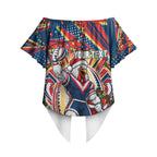 Personalized Sydney Roosters Rugby Christmas Off Shoulder Wrap Waist Top Holiday Mascot Graphic Art Festive Lights Bow