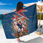 Personalized Sydney Roosters Rugby Christmas Sarong Holiday Mascot Graphic Art Festive Lights Bow