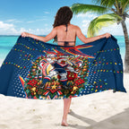 Personalized Sydney Roosters Rugby Christmas Sarong Holiday Mascot Graphic Art Festive Lights Bow
