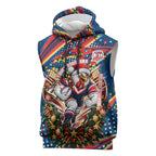 Personalized Sydney Roosters Rugby Christmas Sleeveless Hoodie Holiday Mascot Graphic Art Festive Lights Bow