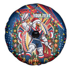 Personalized Sydney Roosters Rugby Christmas Spare Tire Cover Holiday Mascot Graphic Art Festive Lights Bow