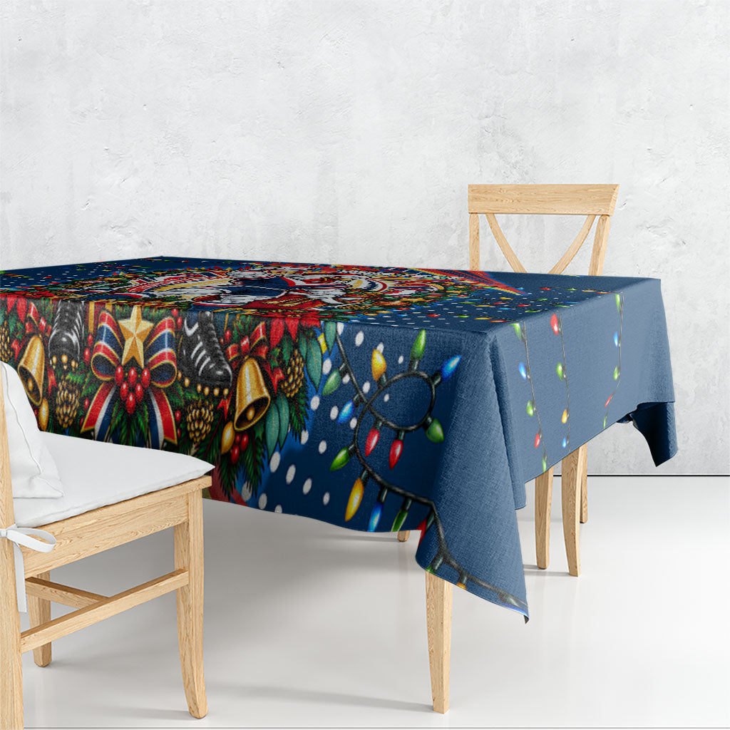 Personalized Sydney Roosters Rugby Christmas Tablecloth Holiday Mascot Graphic Art Festive Lights Bow