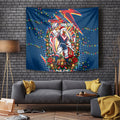 Personalized Sydney Roosters Rugby Christmas Tapestry Holiday Mascot Graphic Art Festive Lights Bow