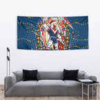 Personalized Sydney Roosters Rugby Christmas Tapestry Holiday Mascot Graphic Art Festive Lights Bow