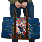 Personalized Sydney Roosters Rugby Christmas Travel Bag Holiday Mascot Graphic Art Festive Lights Bow