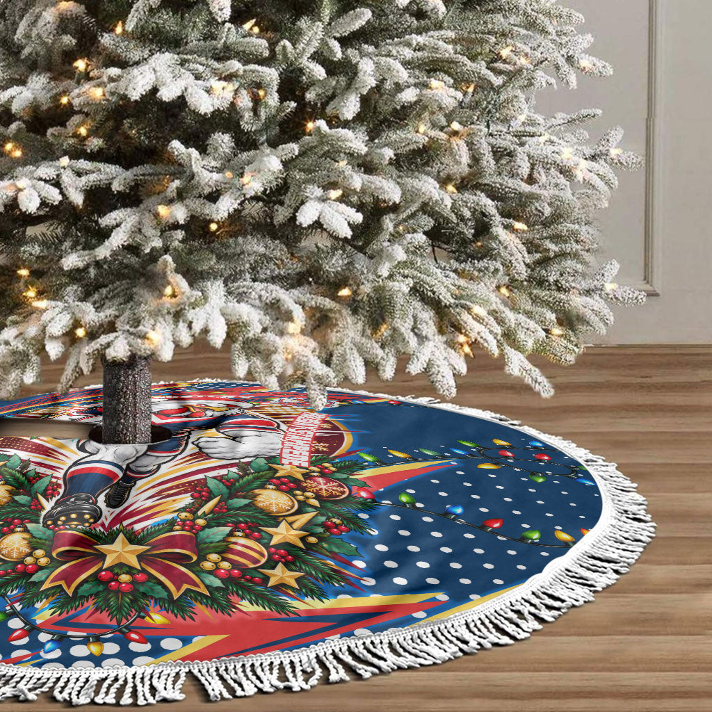 Sydney Roosters Rugby Christmas Tree Skirt Holiday Mascot Graphic Art Festive Lights Bow