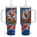 Personalized Sydney Roosters Rugby Christmas Tumbler With Handle Holiday Mascot Graphic Art Festive Lights Bow