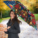 Personalized Sydney Roosters Rugby Christmas Umbrella Holiday Mascot Graphic Art Festive Lights Bow