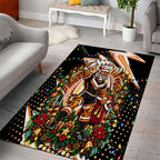 Personalized Wests Tigers Rugby Christmas Area Rug Holiday Mascot Graphic Art Festive Lights Bow