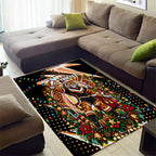 Personalized Wests Tigers Rugby Christmas Area Rug Holiday Mascot Graphic Art Festive Lights Bow