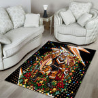 Personalized Wests Tigers Rugby Christmas Area Rug Holiday Mascot Graphic Art Festive Lights Bow