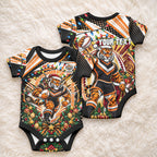 Personalized Wests Tigers Rugby Christmas Baby Onesie Holiday Mascot Graphic Art Festive Lights Bow