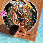 Personalized Wests Tigers Rugby Christmas Beach Blanket Holiday Mascot Graphic Art Festive Lights Bow