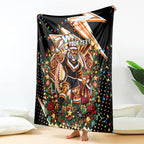 Personalized Wests Tigers Rugby Christmas Blanket Holiday Mascot Graphic Art Festive Lights Bow