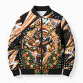 Personalized Wests Tigers Rugby Christmas Bomber Puffer Jacket Holiday Mascot Graphic Art Festive Lights Bow