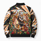 Personalized Wests Tigers Rugby Christmas Bomber Puffer Jacket Holiday Mascot Graphic Art Festive Lights Bow