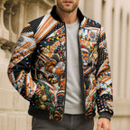 Personalized Wests Tigers Rugby Christmas Bomber Puffer Jacket Holiday Mascot Graphic Art Festive Lights Bow