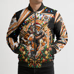 Personalized Wests Tigers Rugby Christmas Bomber Puffer Jacket Holiday Mascot Graphic Art Festive Lights Bow