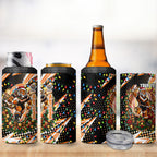 Personalized Wests Tigers Rugby Christmas 4 in 1 Can Cooler Tumbler Holiday Mascot Graphic Art Festive Lights Bow