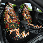 Personalized Wests Tigers Rugby Christmas Car Seat Cover Holiday Mascot Graphic Art Festive Lights Bow