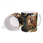 Personalized Wests Tigers Rugby Christmas Ceramic Mug Holiday Mascot Graphic Art Festive Lights Bow