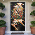 Personalized Wests Tigers Rugby Christmas Door Cover Holiday Mascot Graphic Art Festive Lights Bow