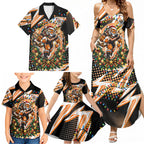 Personalized Wests Tigers Rugby Christmas Family Matching Summer Maxi Dress and Hawaiian Shirt Holiday Mascot Graphic Art Festive Lights Bow
