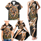 Personalized Wests Tigers Rugby Christmas Family Matching Tank Maxi Dress and Hawaiian Shirt Holiday Mascot Graphic Art Festive Lights Bow