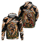 Personalized Wests Tigers Rugby Christmas Hoodie Holiday Mascot Graphic Art Festive Lights Bow