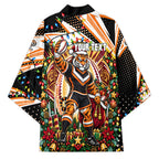 Personalized Wests Tigers Rugby Christmas Kimono Holiday Mascot Graphic Art Festive Lights Bow
