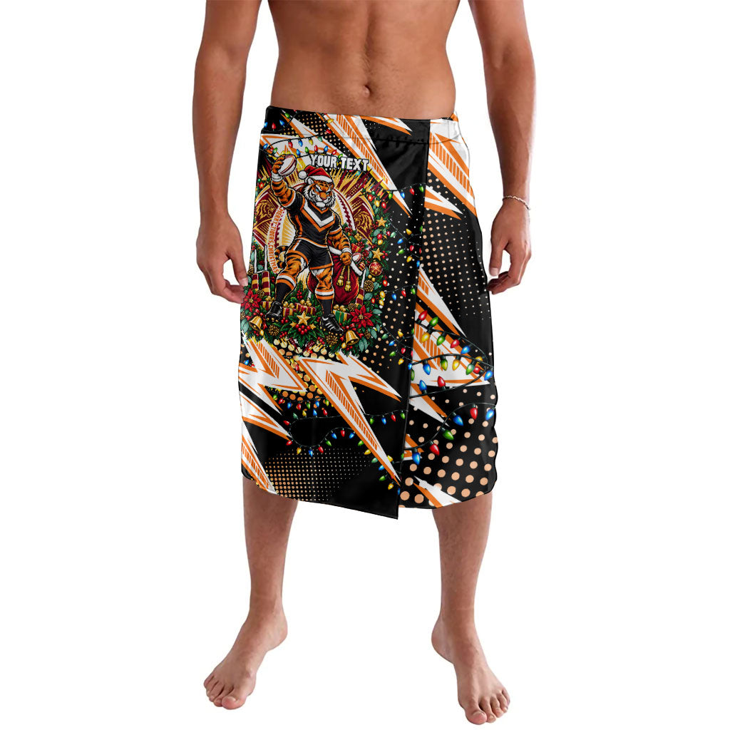 Personalized Wests Tigers Rugby Christmas Lavalava Holiday Mascot Graphic Art Festive Lights Bow