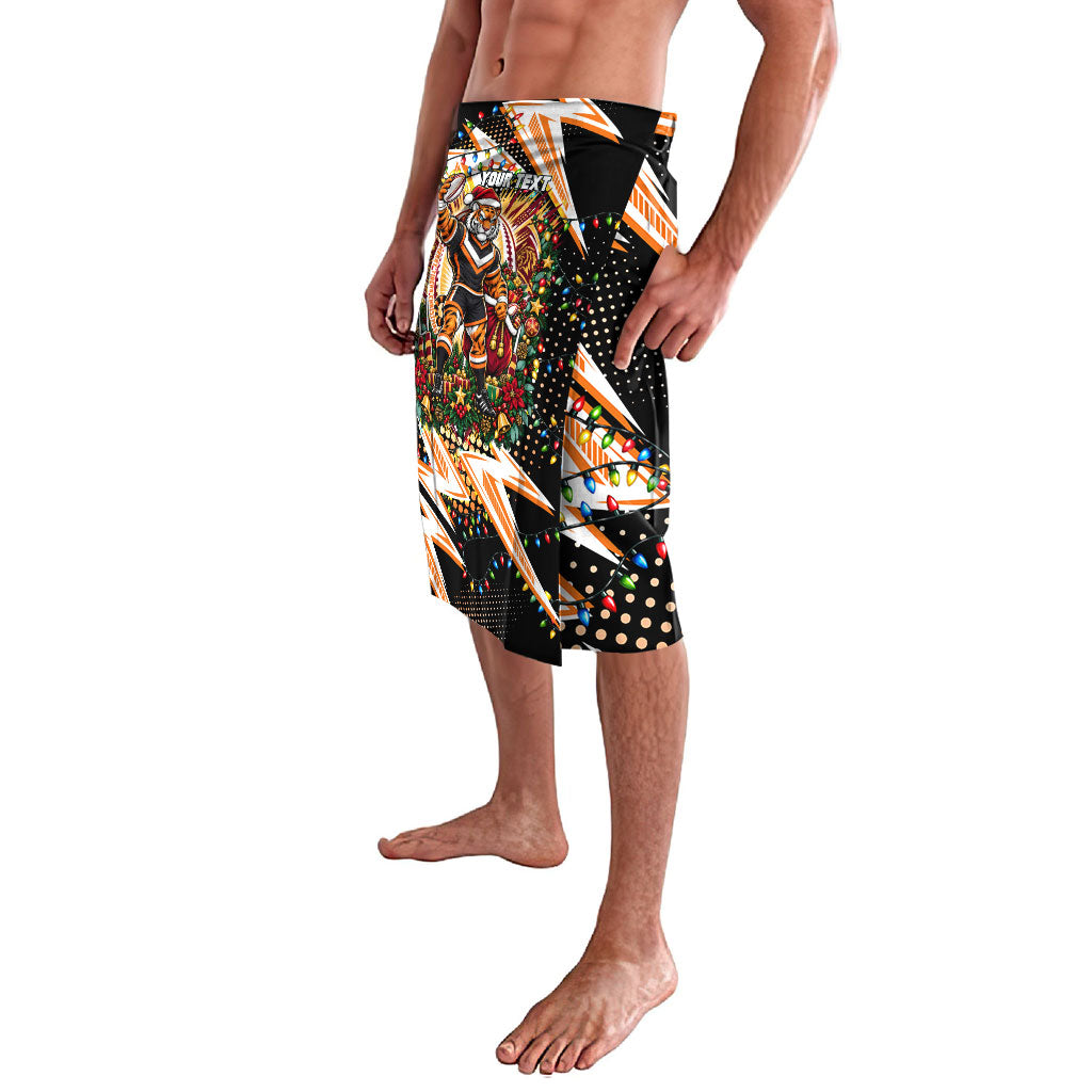 Personalized Wests Tigers Rugby Christmas Lavalava Holiday Mascot Graphic Art Festive Lights Bow