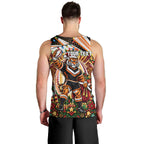 Personalized Wests Tigers Rugby Christmas Men Tank Top Holiday Mascot Graphic Art Festive Lights Bow