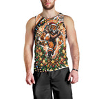 Personalized Wests Tigers Rugby Christmas Men Tank Top Holiday Mascot Graphic Art Festive Lights Bow